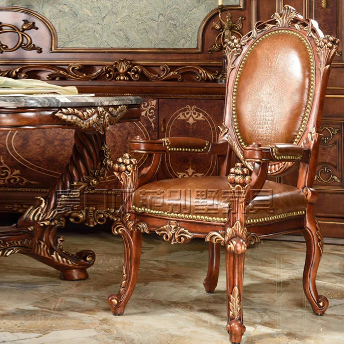 European Marble Noodle Table and Chair Set – French High-End Furniture