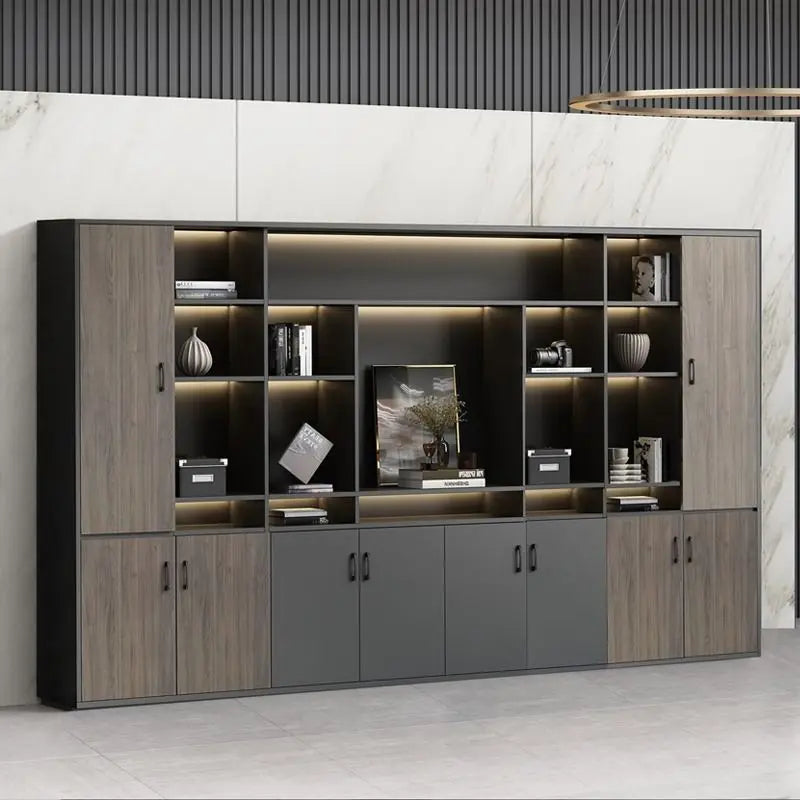 Luxury combination cabinet background storage high-end boss office simple wooden modern minimalist bookcase