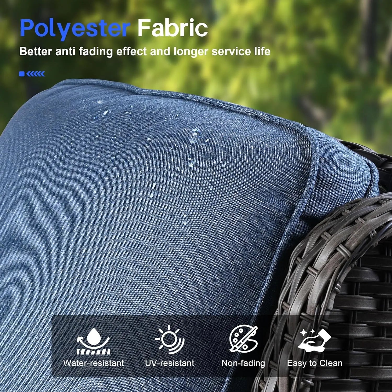 Outdoor 7-Piece Patio Furniture Set with Fire Pit Table and Swivel Rocking Chairs, All-Weather Wicker.