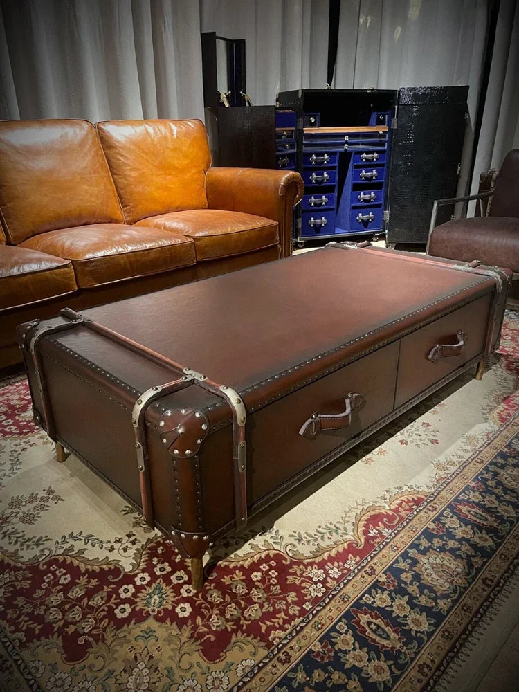 Vintage Leather Suitcase Coffee Table