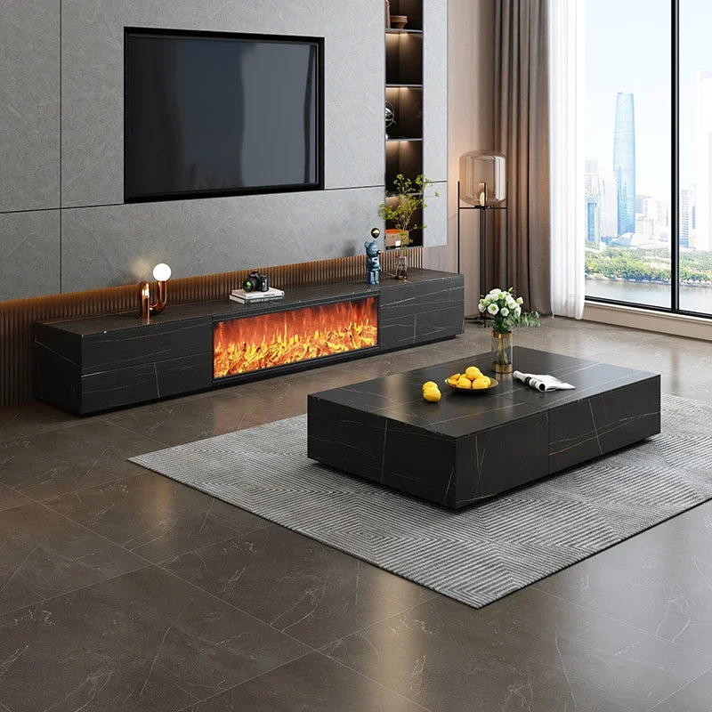 Innovative Black Tv Stand Simple Ornaments Wood Storage European Tv Table Fireplace Minimalistic Meubels Woonkamer Furniture
