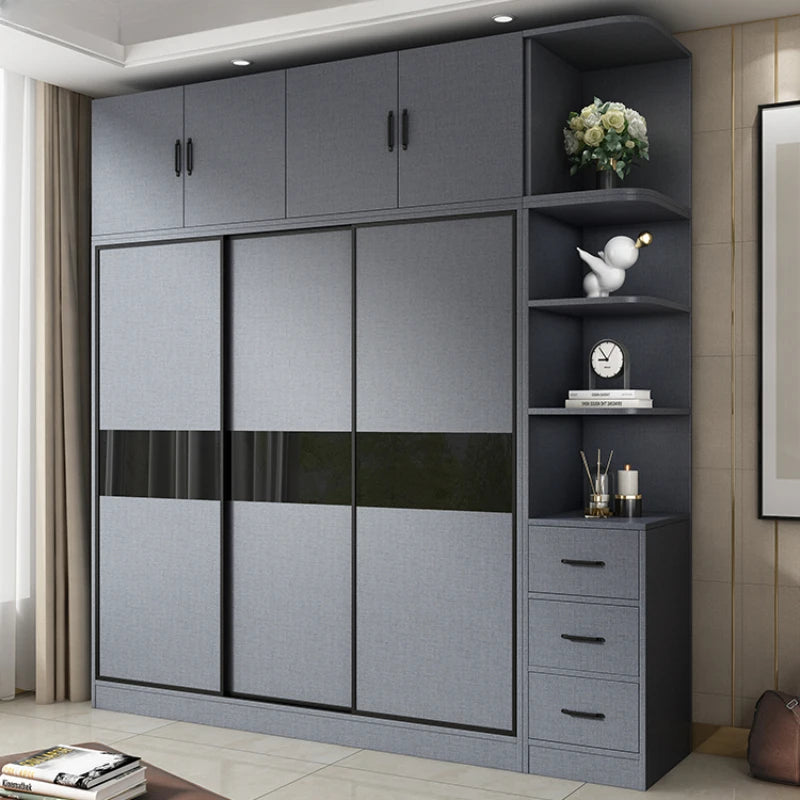 Aesthetic Wooden Wardrobe for Girls with Sliding Doors – Nordic Full-Size Storage Cabinet, Armable Closet