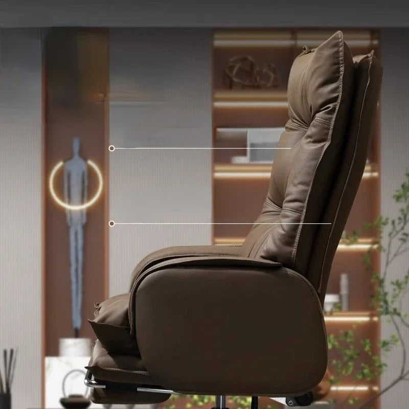 Luxury Office Chair: Comfortable Gaming Chair with Wheels and Rotating Footrest