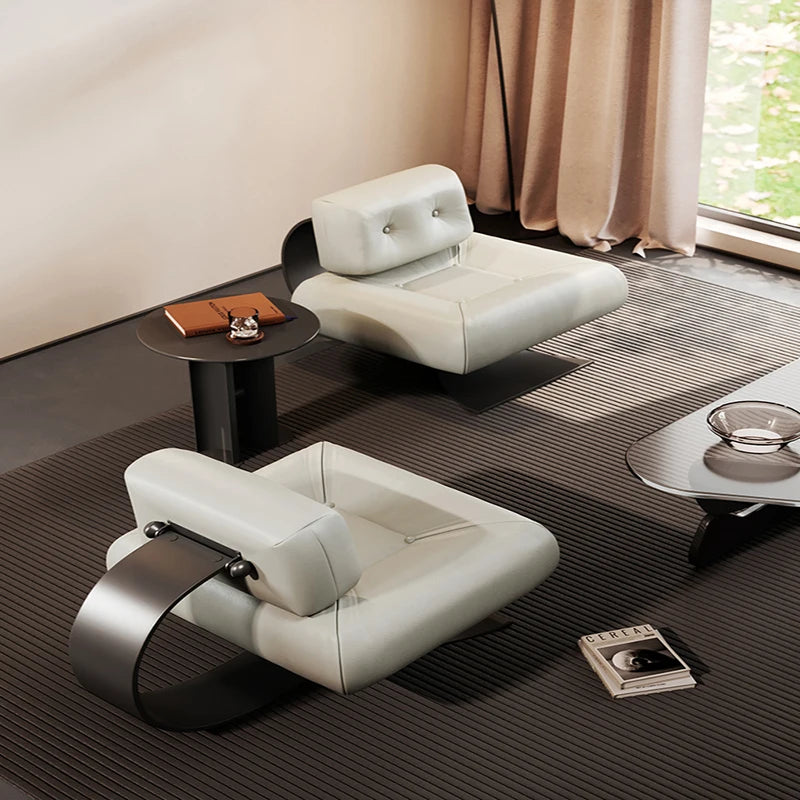 Luxury Floor Chair – Leather Accent Sofa