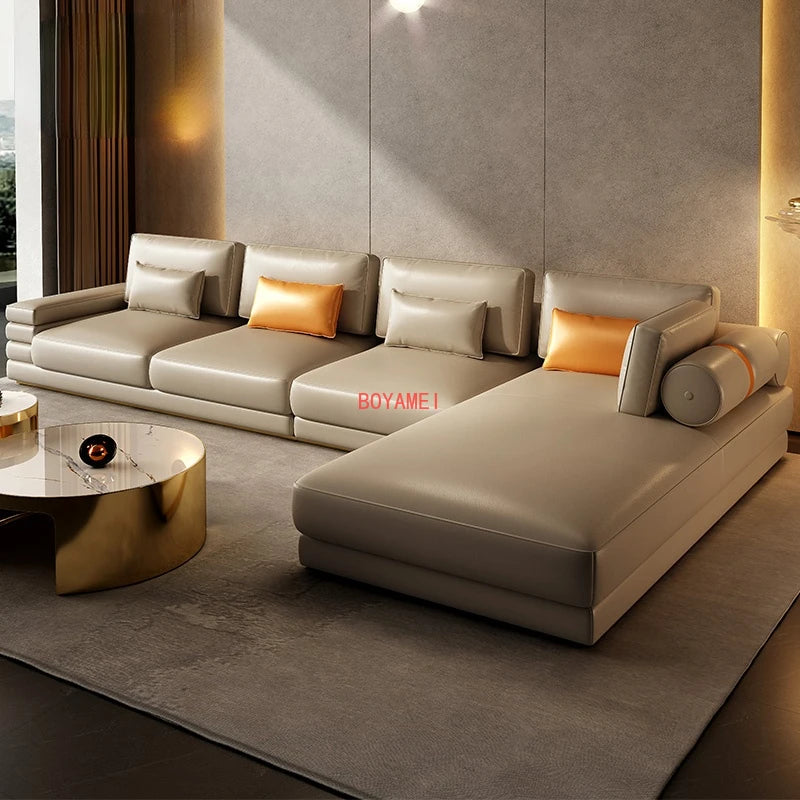 luxurious Italian style, extremely simple, sofa, living room, imperial concubine leather art sofa combination