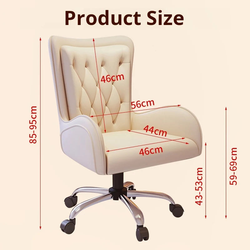 Nordic Luxury Leather Swivel Computer Chair Comfortable Lounge Chair Ergonomic Armchair Living Room Backrest Office Chair