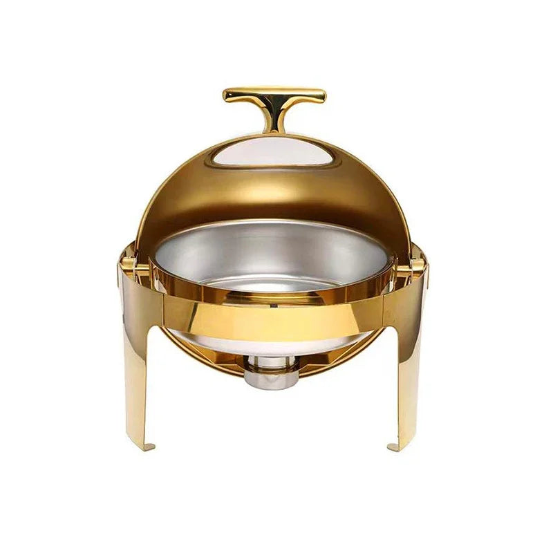 Luxury Stainless Steel Chafing Dishes – Gold Buffet Catering Food Warmer Set.