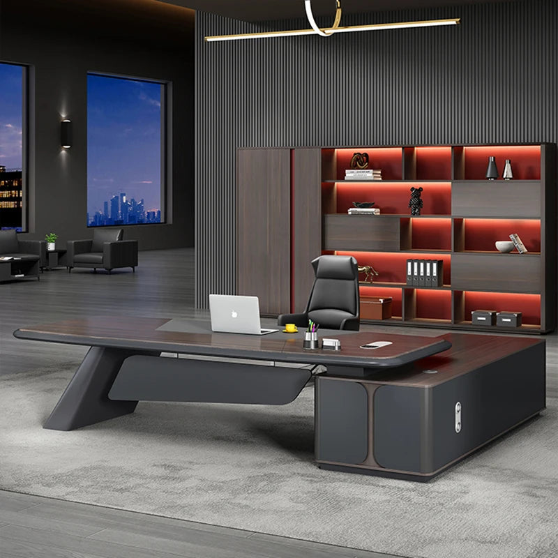 Luxury Executive Office Desks Modern Long Storage Shelf Desktop Workstation Office Table Drawers Tavolo Da Lavoro Furniture