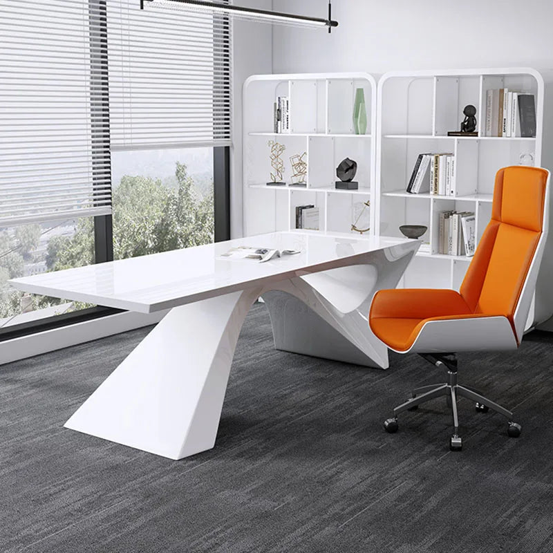 White Computer School Desk Organizer Gaming Workstation Reception Desks Work Writing Mesas De Computador Luxury Furniture