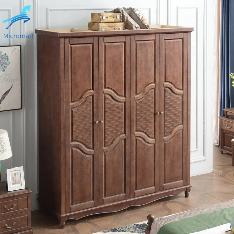 Wholesale Bedroom Furniture – Brown American Style Solid Wood Wardrobe