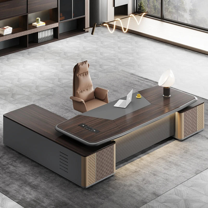 Ergonomic L-shaped corner office desk