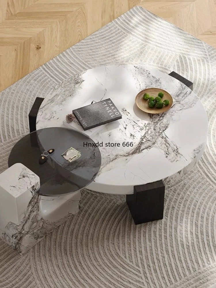 Marble round coffee table minimalist living room household small apartment