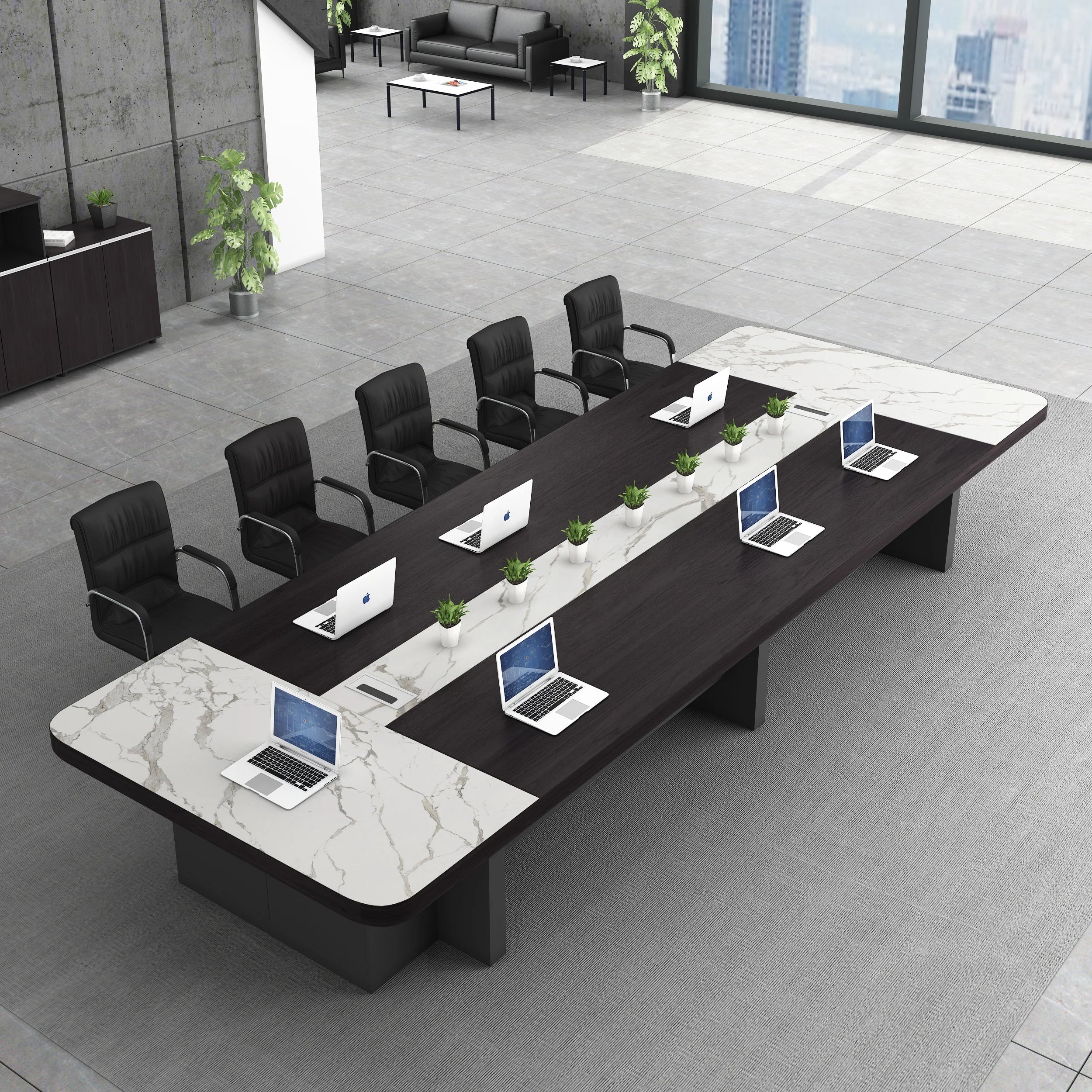 Customized modern meeting table for 8 to 10 people, perfect for training rooms and executive conferences.