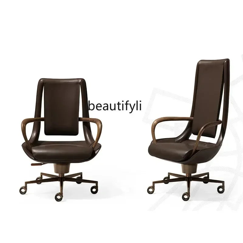 yj Italian Modern Minimalist North American Black Walnut Solid Wood Boss Office Chair Nordic Desk Chair