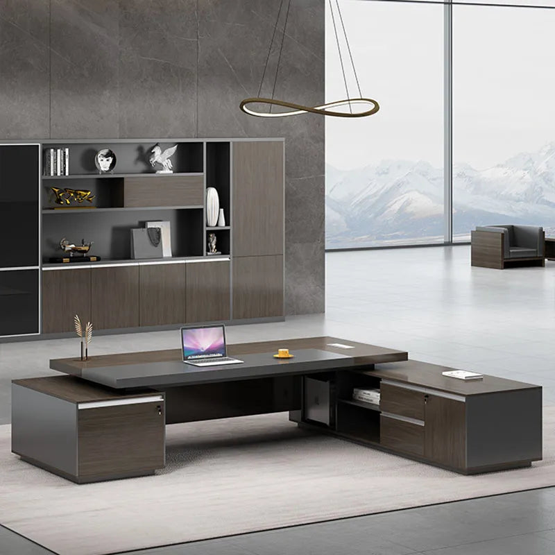 Black auxiliary L-Shaped Desk