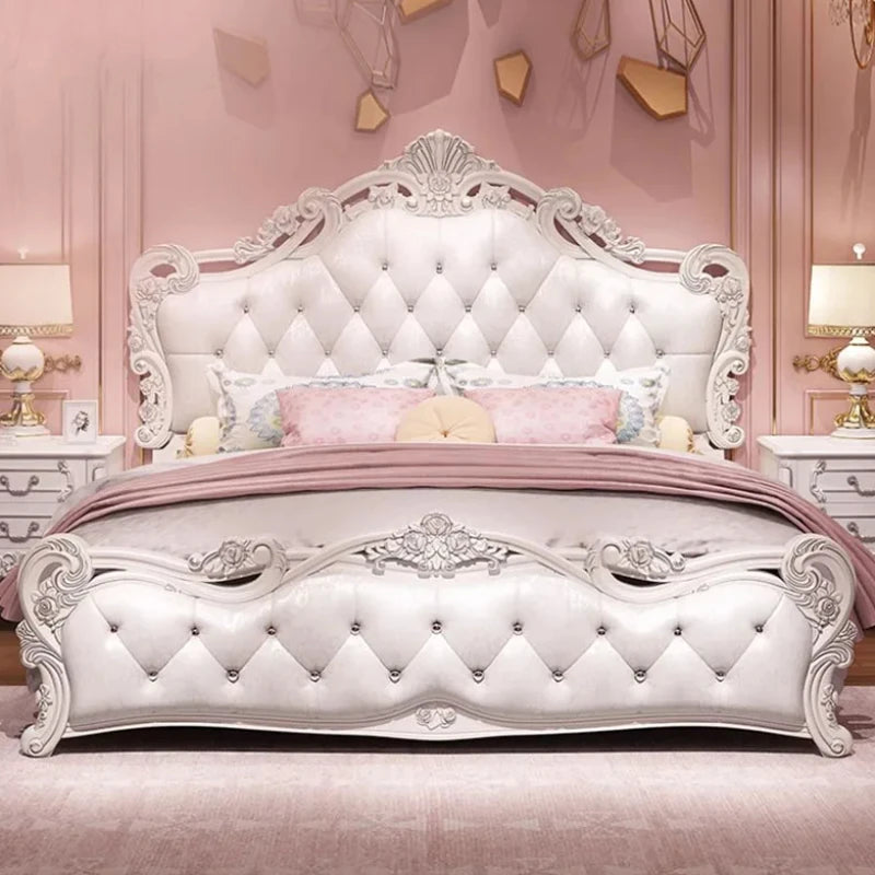 Princess Master Bed Frame Master High End Sleeping Wood Bed Frame Aesthetic White Muebles Para Dormitorio Nordic Furniture