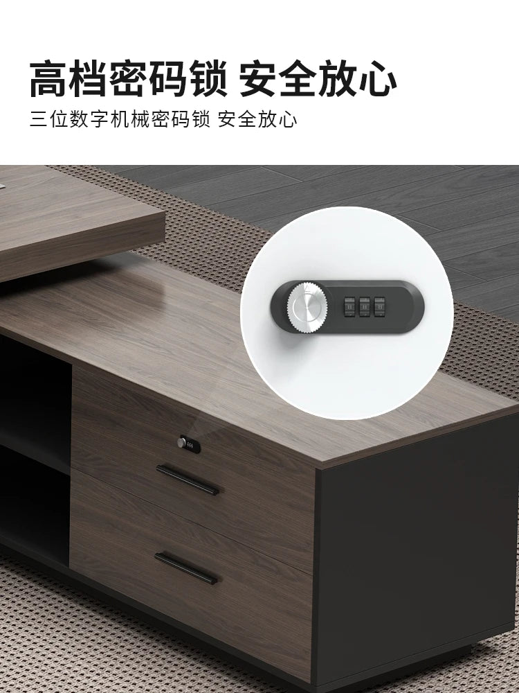 Minimalist Modern Boss Desk and Office Chair Set – CEO Office Furniture Combination.