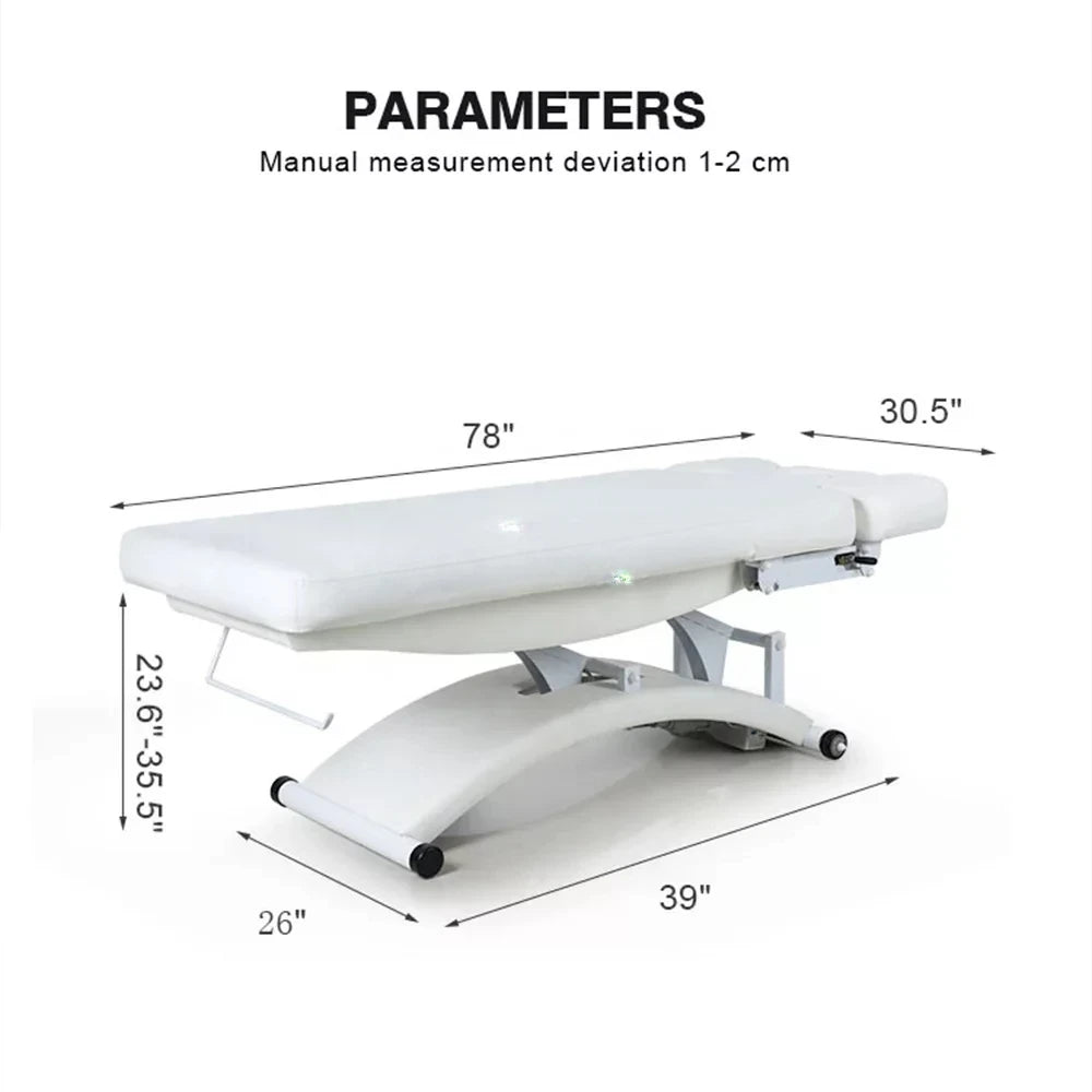 New White Esthetician Therapy Spa Treatment 3 Electric Motor Extension Lash Facial Table De Massage Bed