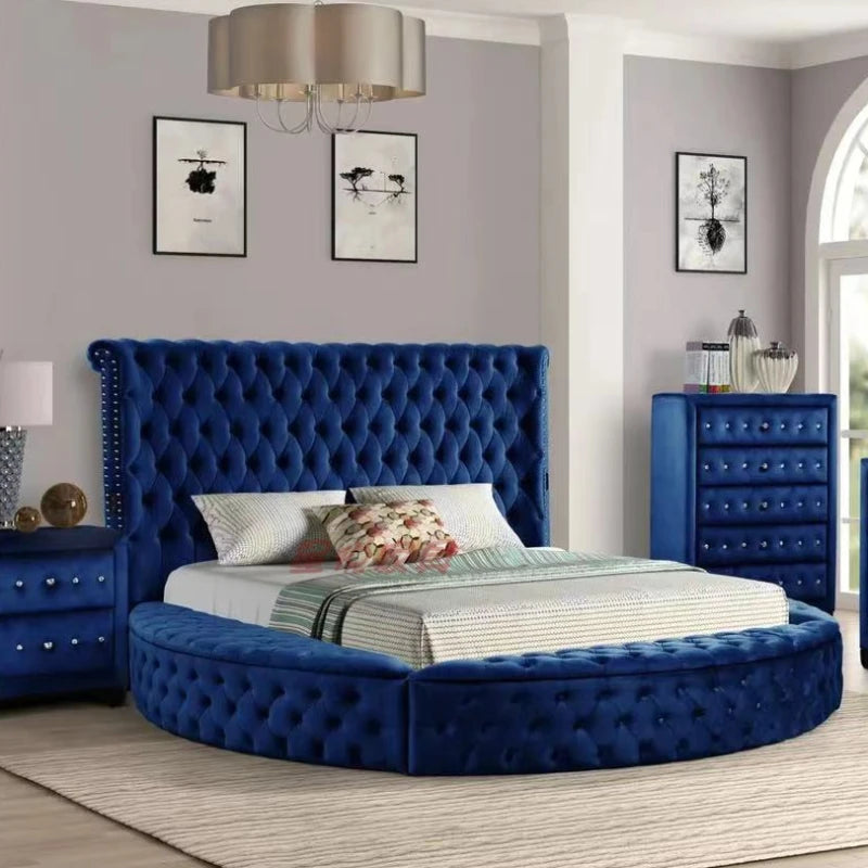 European Princess Round Bed – Unique Elegant Black Queen Double Bed