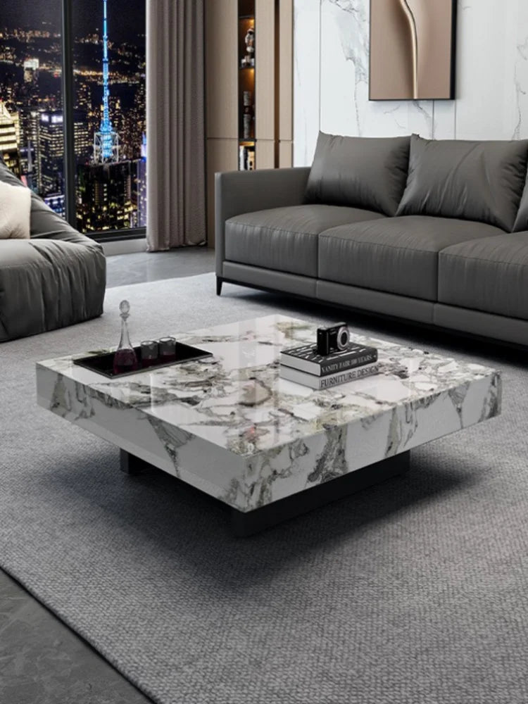 Italian Minimalist Square Slate Coffee Table