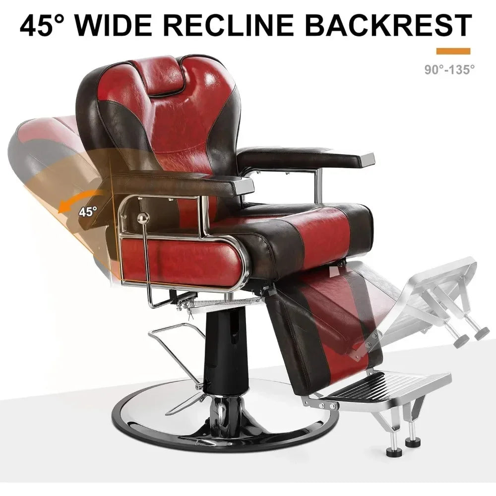Heavy Duty Barber Chair – Hydraulic Reclining Salon Styling Chair, 26.8" D x 26.8" W x 41.3" H