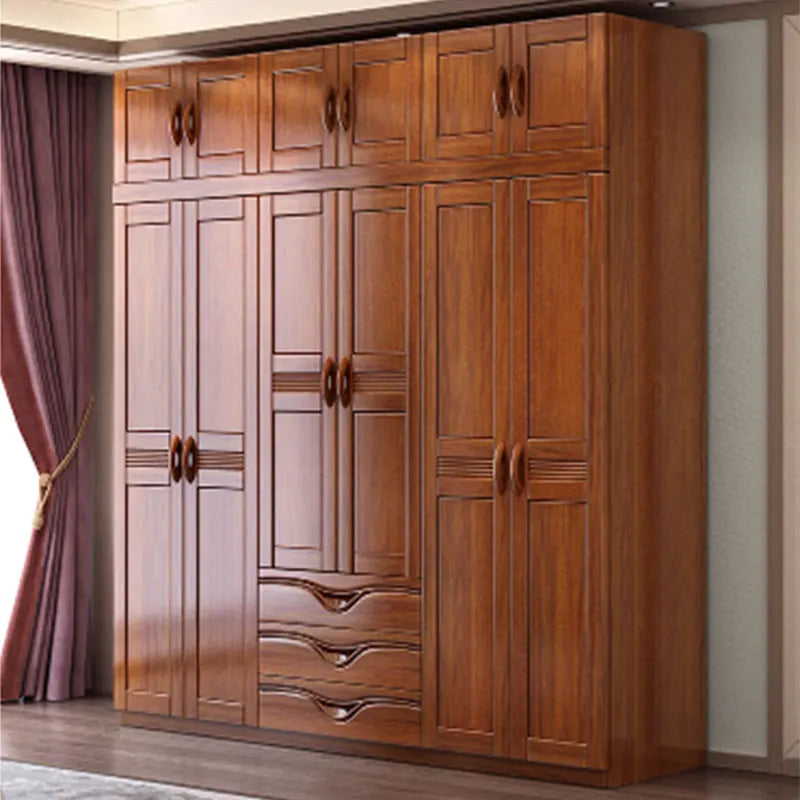Wall-Mounted Nordic Wood Wardrobe – Multilayer Open Closet and Organizer for Bedroom