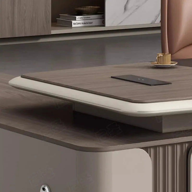 White Simple L-Shaped Office Desk