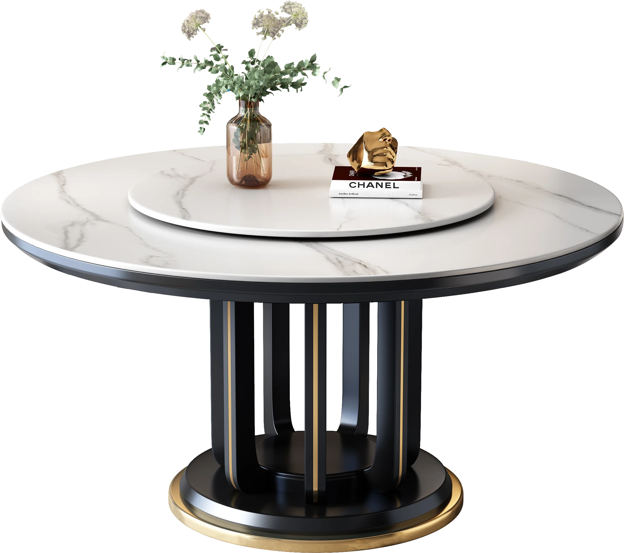 Modern Nordic dining tables with luxury gold accents
