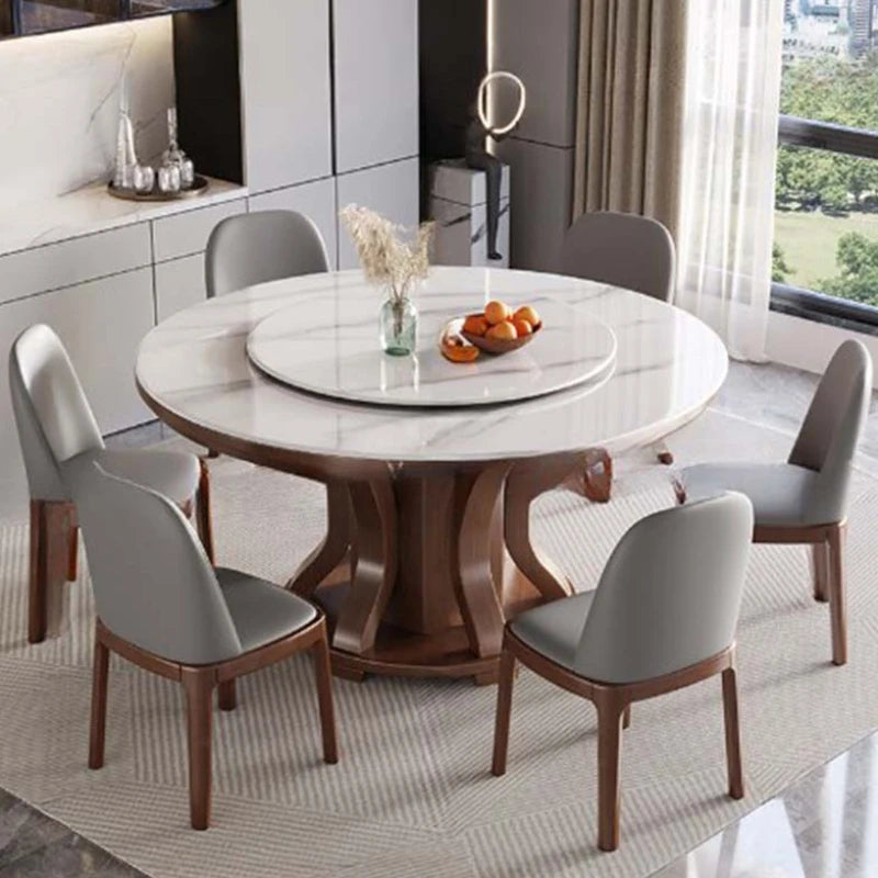Kitchen Round Dining Table Set Modern Rotator Designer Luxury Dining Table Living Room Nordic Mesas Restaurante Home Furniture