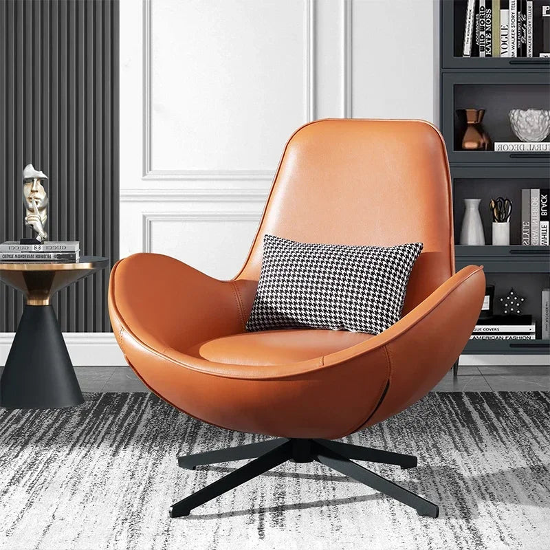 Nordic Design Chair Office Black Metal Leg Cushions Leather Relaxing Armchair Events Interior Silla Nordica Home Furniture