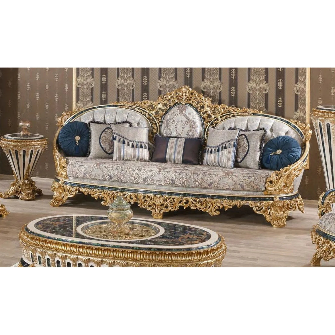 Traditional Homey Design European Style Couch Classic Royal Hand Carved Living Room Sofa Set