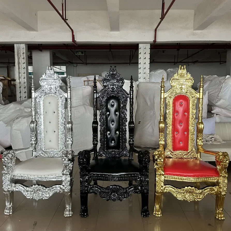 2pcs King Throne Chairs – High-Back Royal Luxury for Groom & Bride, Premium Hotel Furniture