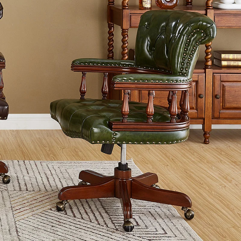 Solid Wood Computer Chair Leather Home Furniture Living Room Office Liftable Rotatable Desk Chair дизайнерская мебель muebles