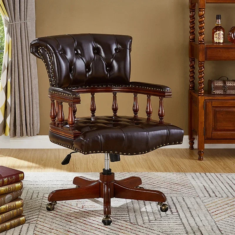 European Leather Executive Swivel Chair