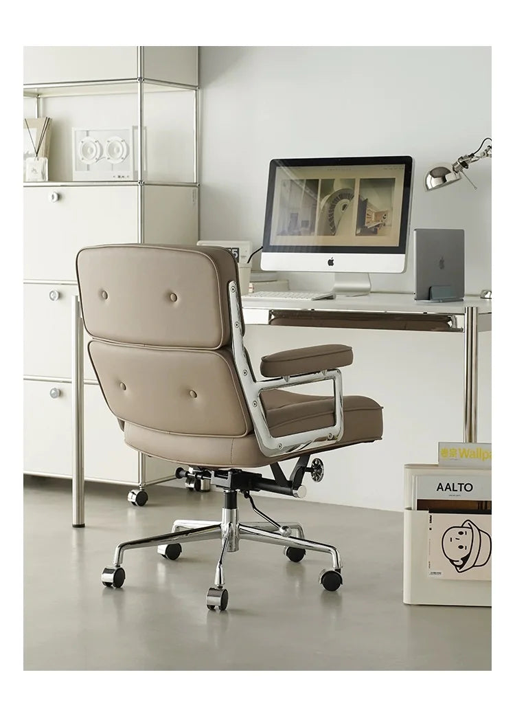 Office Chair Leisure Lobby Lounge Chair Leather Leathaire Fabric Aluminum Armchair Wheels Gas Lift Swivel for Office Study Room