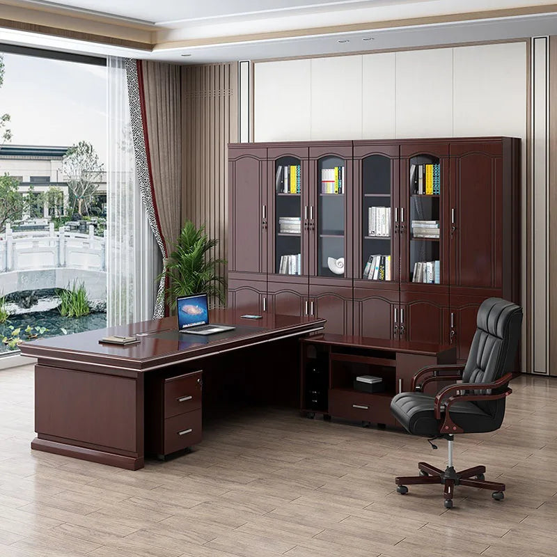 Wooden Retro Office Desk with Storage