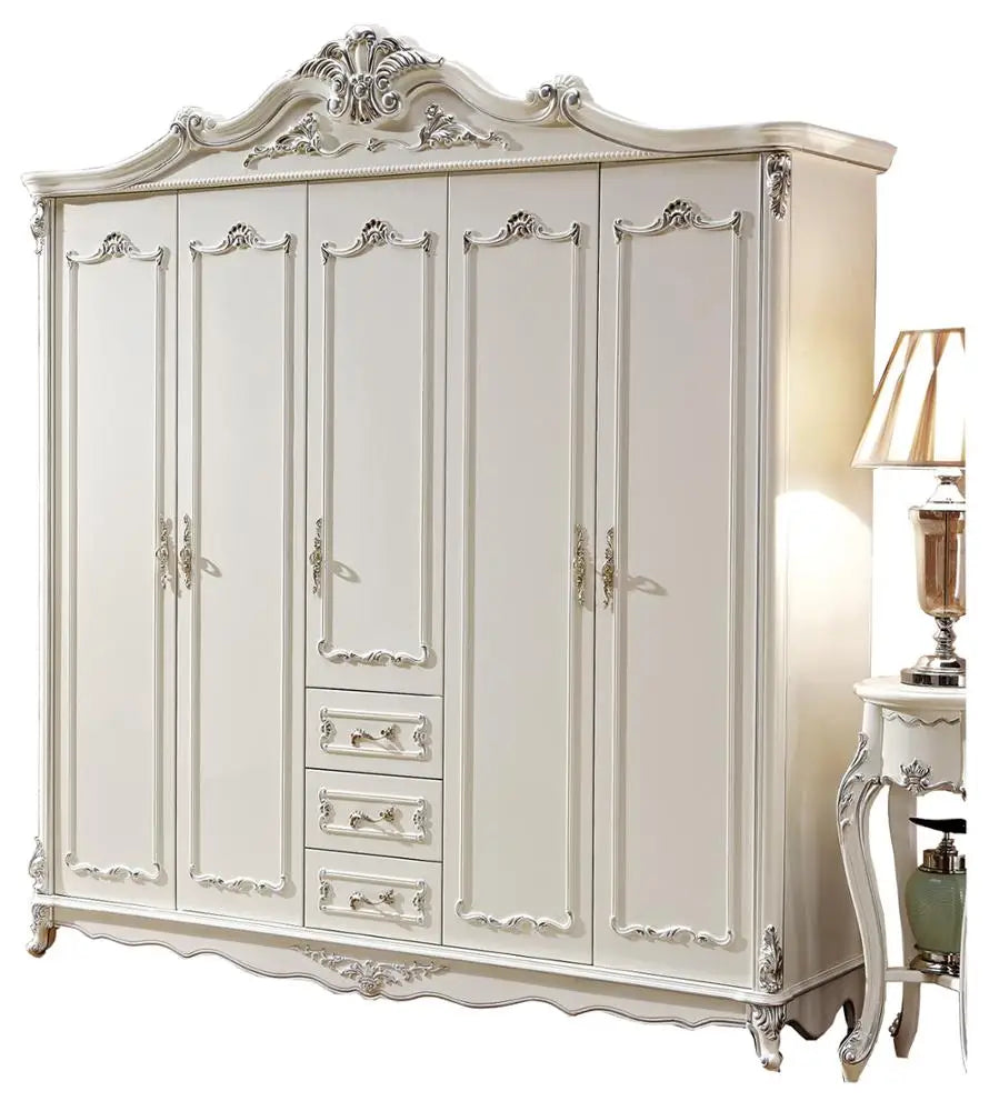 Newest White Solid Wood Wardrobe – With Drawers for Home Bedroom
