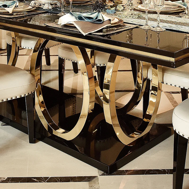 Luxury Dining Table Simple Rectangular 8 People Stainless Steel Furniture