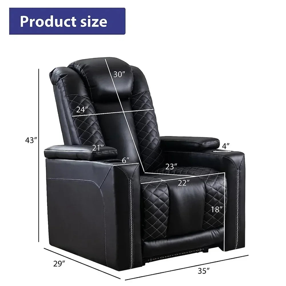 Electric Power Recliner Chairs: Leather Home Theater Seating with USB Ports, Cup Holders, and Hidden Arm Storage.