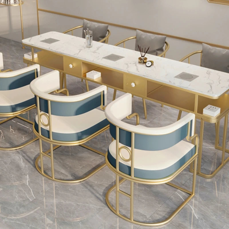 Design Gold Nail Desk Organiser Storage Modern Nordic Nail Table Light Luxury Stolik Do Paznokci Salon Equipment Furniture