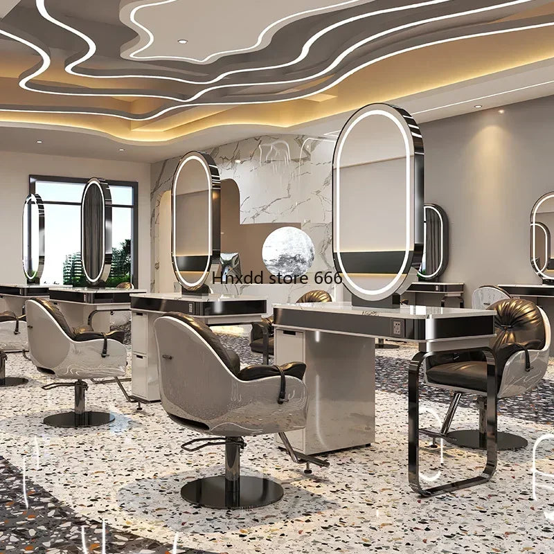 Table Hair Salon Cut Hair Double-Sided Table Hair Shop Perm Dyeing Mirror Table Makeup Mirror