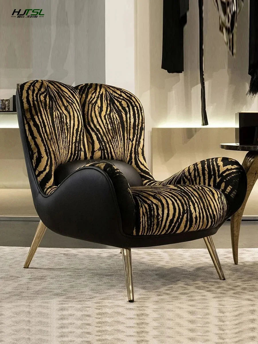Light Luxury Art Fabric Couch Robertocavalli Villa Living Room Creative Single Leisure Chair