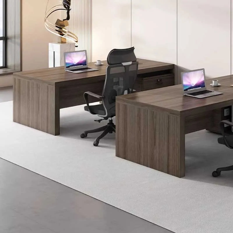 Large Brown Bedroom/Office Desk – Modern Computer & Study Desk, Executive Writing Table, Mesa Ordenador, Contemporary Furniture