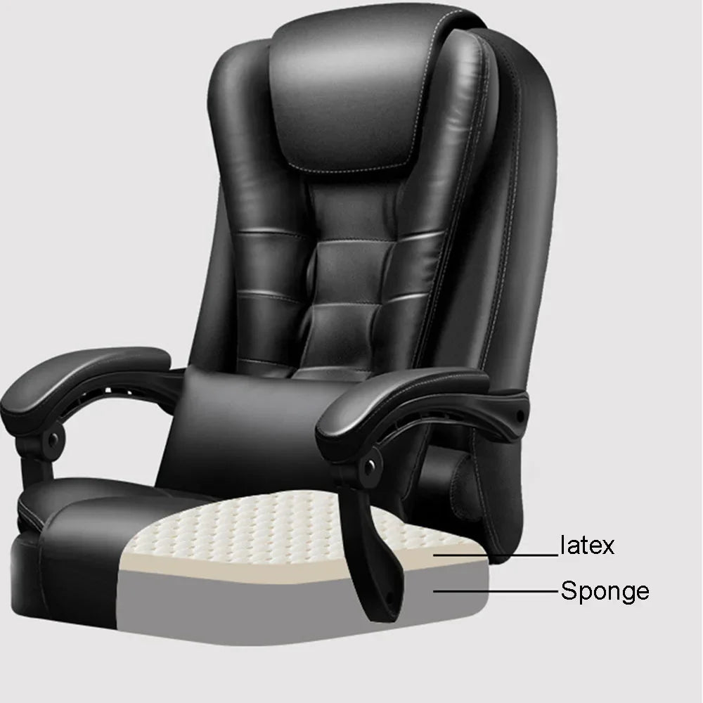 Rotatable Massage Office Chair High Back Latex Cushion 7 O&