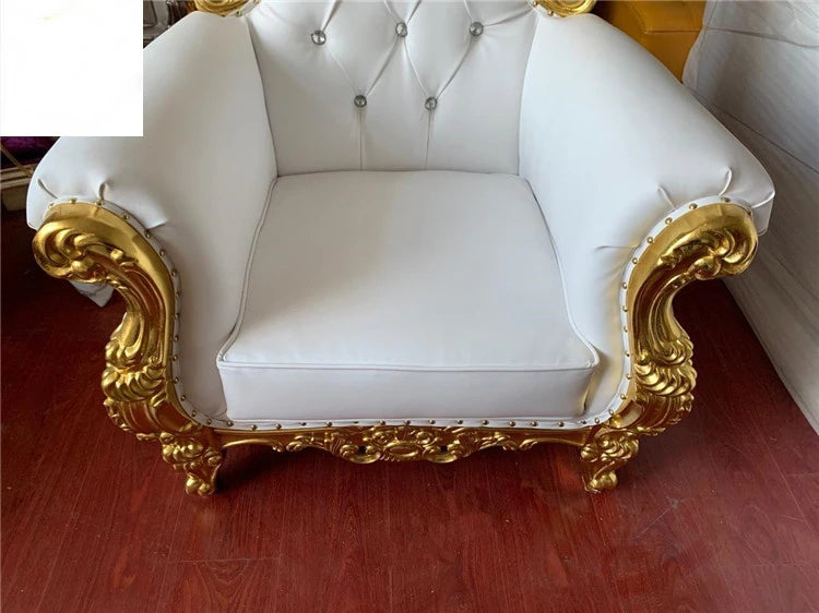European Luxury Wedding Sofa – High Back Gold Royal Throne Chair