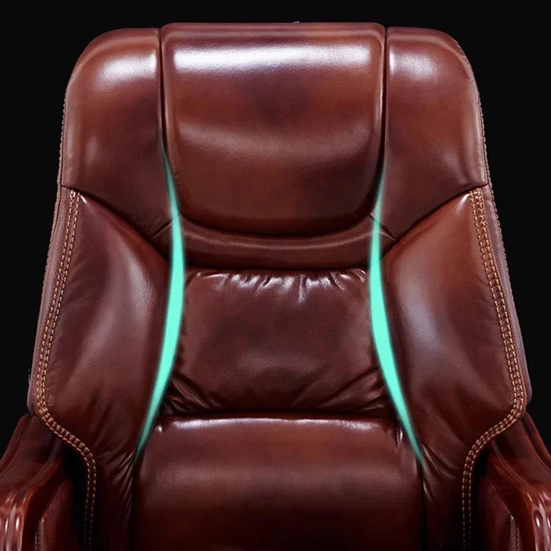 Swivel Office Chair Luxury Leather Solid Wood Legs Roller Stretch Executive Recliner Office Chair Boss Nordic Cadeiras Furniture