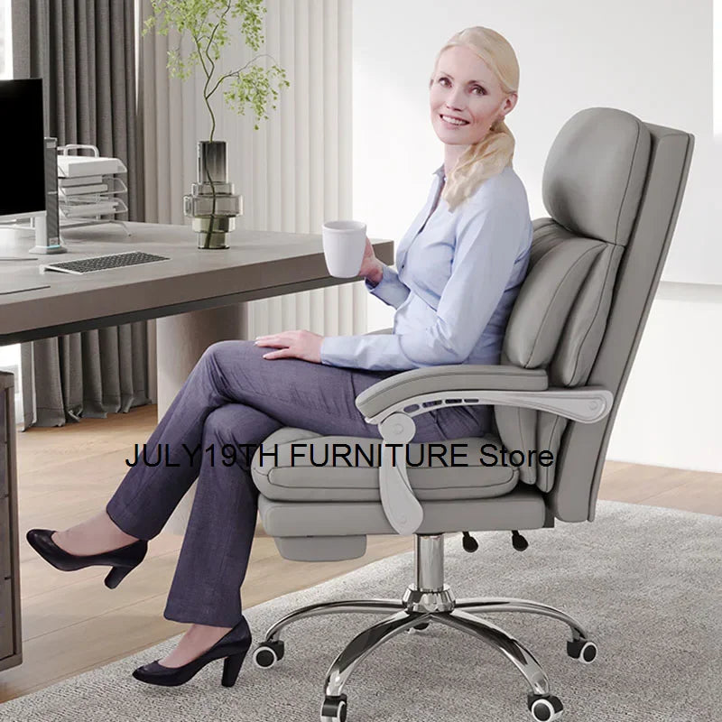 Ergonomic Office Chair with Sliding Pillow Cover, Luxury Cushions, Armrests, and Backrests.