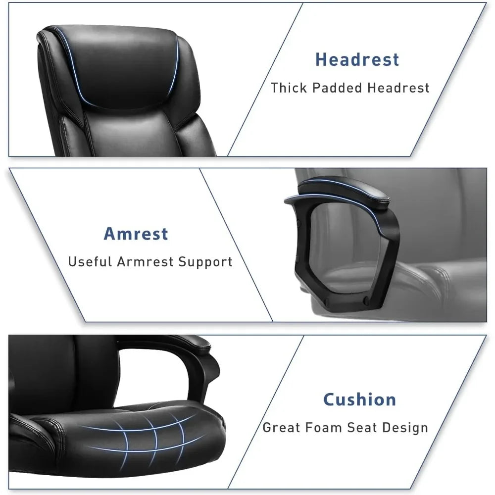 XMSJ Office Chair, Executive High Back Home Chairs, Height Adjustable, Computer Lumbar Support,Bonded Leather, Office Chair