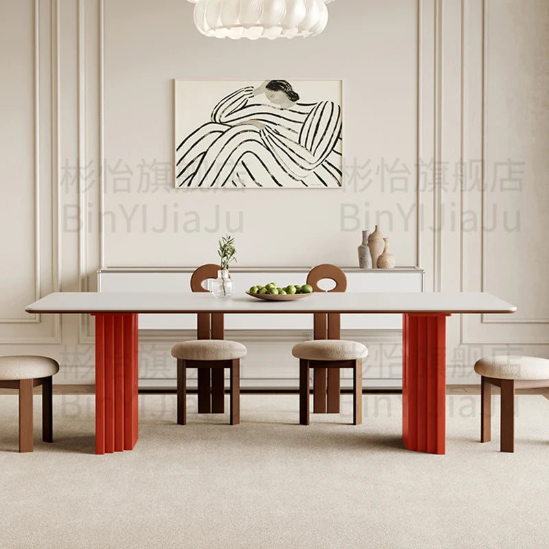 Expandable Wooden Dining Table—Modern Design with Folding Chairs
