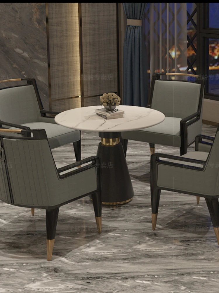 ~Dining Chair Hotel Sales Office Restaurant Model Room Reception Solid Wood New Chinese Dining Table and Chair